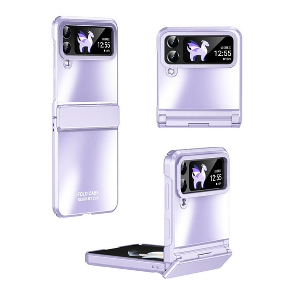 Dteck Samsung Galaxy Z Flip 4 Case with Hinge Protection, Z Flip4 5G Case Hybrid Shockproof Frosted PC Plating Full Body Protective Phone Case for Samsung Galaxy Z Flip4,Purple