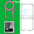 thumbnail image 1 of Dteck for Samsung Galaxy Z Flip 4 Case with Hinge Protection, Lightweight Non-Yellowing Transparent Clear Phone Cover with Crossbody Nylon Lanyard for Samsung Z Flip 4,Clear Case+Pink Strap, 1 of 1