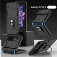 thumbnail image 1 of Dteck Samsung Galaxy Z Flip 4 Case with Metal Ring Holder Kickstand Camera Lens Protect Protective Heavy Duty Easy to Hold with Ring Rugged Cover For Samsung Z Flip 4,Black, 1 of 11