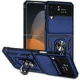 thumbnail image 1 of Dteck Samsung Galaxy Z Flip 4 Case with Ring Stand, Slide Lens Camera Cover 360 Degree Rotating Ring Kickstand Magnetic Military Grade Heavy Duty Rugged Case for Samsung Z Flip4,Blue, 1 of 9