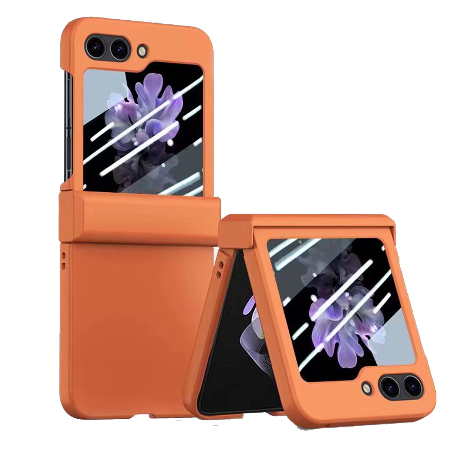Dteck for Samsung Galaxy Z Flip 5 Case with Builtin Glass Front Screen Protector, Support