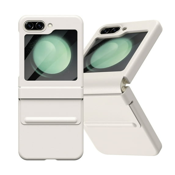 Dteck for Samsung Galaxy Z Flip 5 Case with Built-in Screen Protector, Stylish Hinge Protection Shockproof Protective Phone Case for Galaxy Z Flip 5 5G,White