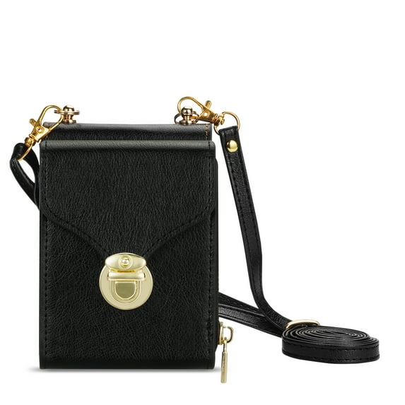 Dteck for Samsung Galaxy Z Flip 5 Case Crossbody Wallet with Zipper Pocket, Premium PU Leather Protective Cover with Lanyard Compatible with Samsung Galaxy Z Flip5 5G,Black