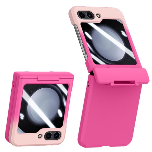 Dteck for Samsung Galaxy Z Flip 5 Case with Hinge Protection, Z Flip 5 Full Cover Slim Case Built-in Outer Screen Protector, HD Clearly Shockproof Case for Galaxy Z Flip5 5G (2023),Pink Rose