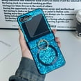 thumbnail image 1 of Dteck for Samsung Galaxy Z Flip 5 Case with Hinge Protection, Glitter Magnetic Z Flip 5 Case Compatible with MagSafe, Cute Slim Shockproof Cover with Ring Holder for Women Girl, Blue, 1 of 5