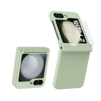 Dteck for Samsung Galaxy Z Flip 5 Case with Hinge Protection, Z Flip5 5G Case with Screen Protector, Skin-Friendly PC Shockproof Slim Protective Cover for Samsung Galaxy Z Flip5 5G,Green