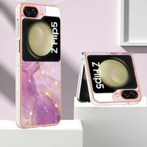 Dteck for Samsung Galaxy Z Flip 5 Case, Marble Design Thin Sturdy Hard PC Slim Shockproof Anti-Scratch Protective Cover for Samsung Galaxy Z Flip5 5G,Light Purple