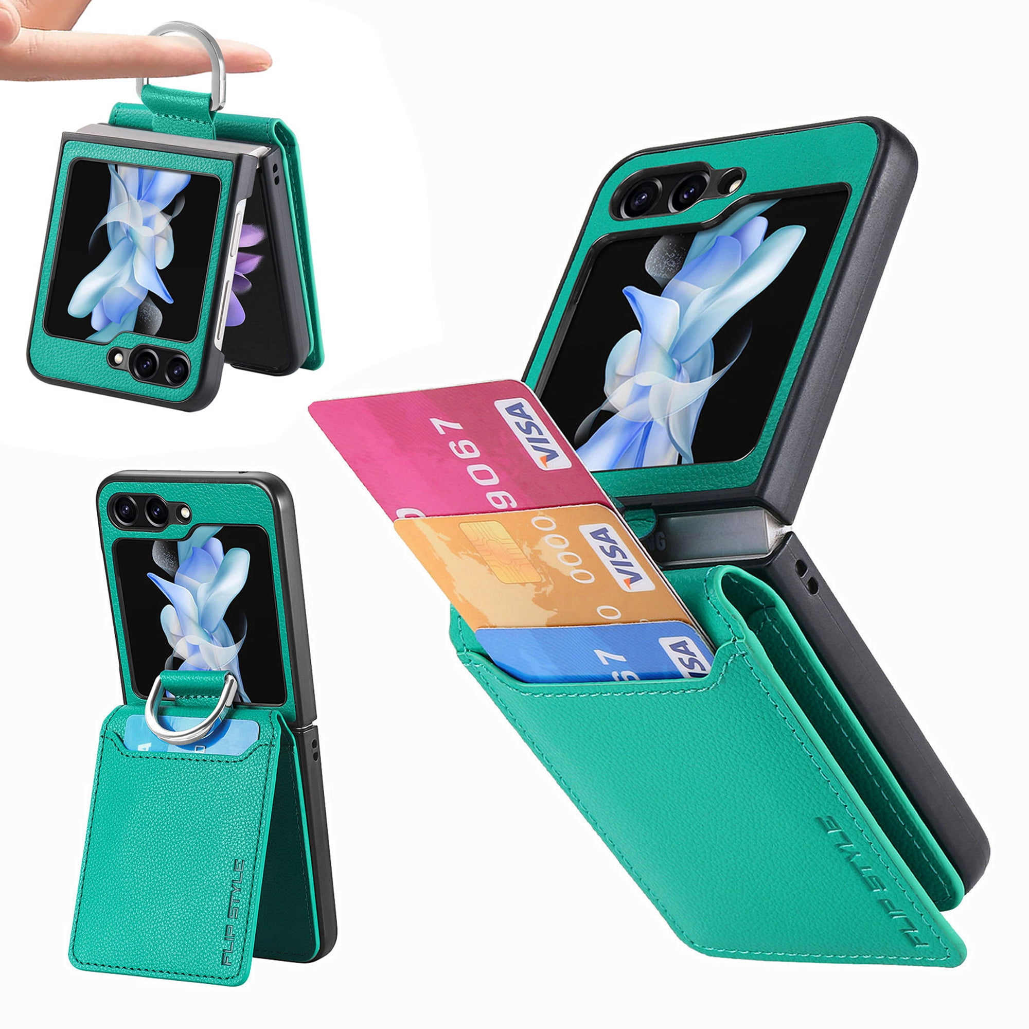 Dteck for Samsung Galaxy Z Flip 5 Case Wallet with Card Slots
