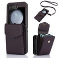 thumbnail image 1 of Dteck for Samsung Galaxy Z Flip 5 Wallet Case,Leather Case with 3 Accordion Card Slots and RFID Blocking Adjustable Crossbody Strap for Unisex,Darkpurple, 1 of 9
