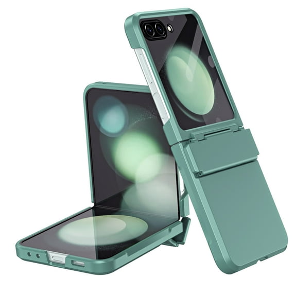 Dteck for Samsung Galaxy Z Flip 6 5G (2024) Case with Hinge Protection, Shockproof Small Screen Protector Slim Support Wireless Charging Drop Protective Hard Phone Cover, Green