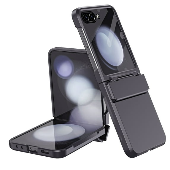 Dteck for Samsung Galaxy Z Flip 6 5G (2024) Case with Hinge Protection, Shockproof Small Screen Protector Slim Support Wireless Charging Drop Protective Hard Phone Cover, Black