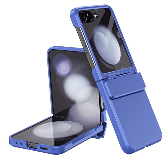 Dteck for Samsung Galaxy Z Flip 6 5G (2024) Case with Hinge Protection, Shockproof Small Screen Protector Slim Support Wireless Charging Drop Protective Hard Phone Cover, Blue