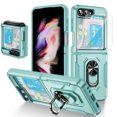 thumbnail image 1 of Dteck for Samsung Galaxy Z Flip 6 Case with Back Screen Protector + Hinge Protection + Finger Ring Metal Kickstand, Heavy Duty Shockproof Rugged Protective Cover for Samsung Galaxy Z Flip 6,Mint, 1 of 8