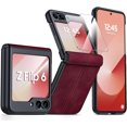 thumbnail image 1 of Dteck for Samsung Galaxy Z Flip 6 Case with Built-in Screen Protector, Hinge Protection, Ultra Thin PU Leather Matte PC Shockproof Phone Cover for Samsung Z Flip 6 5G,Red, 1 of 6