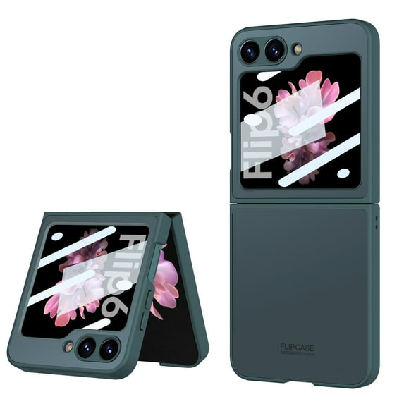 Dteck for Samsung Galaxy Z Flip 6 Case with Built-in Screen Protector, Premium Matte PC Case Skin Feel Slim Fit Shockproof Full-Body Protective Cover for Samsung Galaxy Z Flip 6 5G,Green