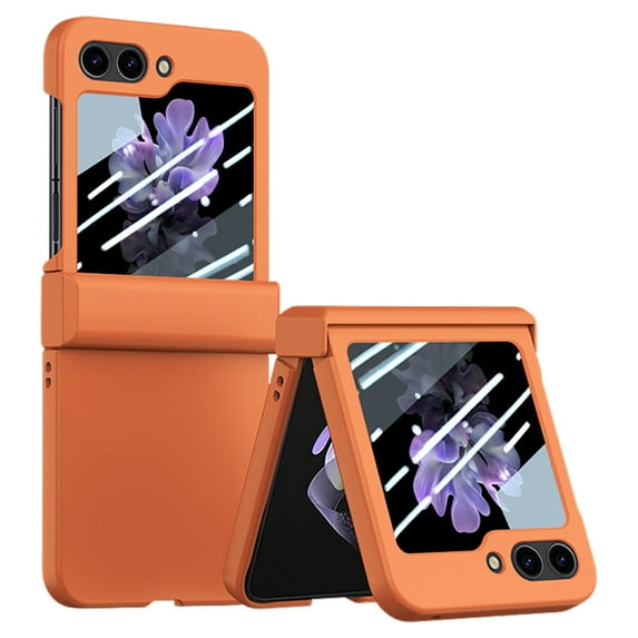 Dteck for Samsung Galaxy Z Flip 6 Case with Built-in Screen Protector, Rugged Shockproof Samsung Z Flip 6 Case with Hinge Protector, Slim Full Body Drop Protective Cover for Samsung Z Flip6,Orange
