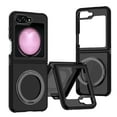 thumbnail image 1 of Dteck for Samsung Galaxy Z Flip 6 Case, Galaxy Z Flip 6 Case with 360° Rotatable Ring Stand, Slim Thin Matte PC Bicolor Bumper Shockproof Protective Phone Case for Women Men,Black, 1 of 6