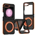 thumbnail image 1 of Dteck for Samsung Galaxy Z Flip 6 Case, Galaxy Z Flip 6 Case with 360° Rotatable Ring Stand, Slim Thin Matte PC Bicolor Bumper Shockproof Protective Phone Case for Women Men,Orange, 1 of 6