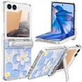 thumbnail image 1 of Dteck for Samsung Galaxy Z Flip 6 Case with Hinge Cover & Built-in Stand & Tempered Glass Screen Protector,Military Grade Drop Protection,Heavy Duty Matte Hard Case for Samsung Z Flip6,Blue Flower, 1 of 7