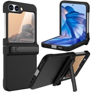Dteck for Samsung Galaxy Z Flip 6 Case with Built-in Screen Protector, Hinge Protection & Kickstand, Shockproof Full Body Phone Cover for Z Flip 6,Black