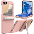 thumbnail image 1 of Dteck for Samsung Galaxy Z Flip 6 Case with Hinge Cover & Built-in Stand & Tempered Glass Screen Protector,Military Grade Drop Protection, Heavy Duty Matte Hard Slim Case for Samsung Z Flip6,Pink, 1 of 6