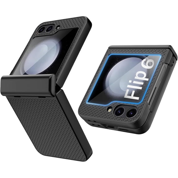 Dteck for Samsung Galaxy Z Flip 6 Case, Hinge Protection, Built-in Screen Protector, Wireless Charging, Shockproof Slim Rugged Phone Protective Case for Galaxy Z Flip 6,Black