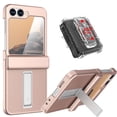 thumbnail image 1 of Dteck for Samsung Galaxy Z Flip 6 Case, Military Grade Protection Shockproof Phone Cover with Belt Clip Holster & Kickstand, Protective Drop Proof Rugged Case for Z Flip6 2024,Rosegold+Clear Belt Clip, 1 of 7