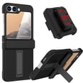 thumbnail image 1 of Dteck for Samsung Galaxy Z Flip 6 Case, Military Grade Protection Shockproof Phone Cover with Belt Clip Holster & Kickstand, Protective Drop Proof Rugged Case for Z Flip6 5G 2024,Black+Black Belt Clip, 1 of 6