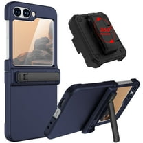Dteck for Samsung Galaxy Z Flip 7 FE Case / Z Flip 6 Case with Stand & Belt-Clip, Hinge Protection Front Screen Protector Military Grade Drop Protection Rugged Protective Phone Cover,Deep Blue