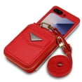 thumbnail image 1 of Dteck for Samsung Galaxy Z Flip 6 Wallet Case, Crossbody Zipper Purse with Credit Card Slot Holder PU Leather Adjustable Lanyard Detachable Strap Wrist for Women Men,Red, 1 of 8