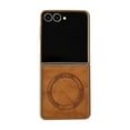 thumbnail image 1 of Dteck for Samsung Galaxy Z Flip 7 5G Case, Magnetic Compatible with MagSafe Accessory Shockproof PU Leather + Soft TPU Shell Ultra Thin Slim Anti-Scratch Protective Case, Brown, 1 of 3