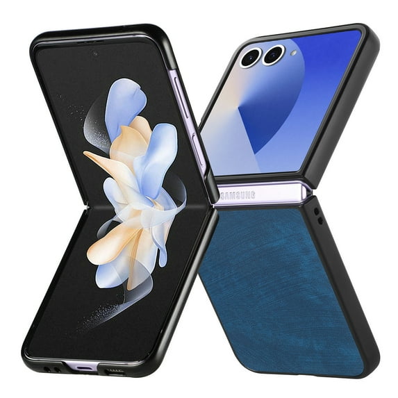 Dteck for Samsung Galaxy Z Flip 7 5G Case, Retro PU Leather Ultra Thin Slim Durable Shockproof Protective Phone Cover for Samsung Galaxy Z Flip7, Blue