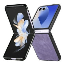 Dteck for Samsung Galaxy Z Flip 7 5G Case, Retro PU Leather Ultra Thin Slim Durable Shockproof Protective Phone Cover for Samsung Galaxy Z Flip7, Purple