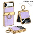 thumbnail image 1 of Dteck for Samsung Galaxy Z Flip3 5G 6.7" Case, Electroplated Leather Folding All-Inclusive Case with Ring Kickstand Protective Case for Samsung Galaxy Z Flip3 Ladies  Men, Crocodile Pattern Purple, 1 of 7
