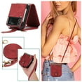 thumbnail image 1 of Dteck for Samsung Galaxy Z Flip3 Crossbody Wallet Case with Card Holder Zipper Pocket Lanyard Shoulder Strap, PU Leather Shockproof Protective Flip Cover for Galaxy Z Flip3 5G,Red, 1 of 7