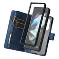 thumbnail image 1 of Dteck Samsung Galaxy Z Fold 3 5G Wallet Case with Removable Adjustable Crossbody Necklace Lanyard Shoulder Strap + Wristlet Strap, 9 Card Slots with Zipper Pocket PU Leather Case, Blue, 1 of 13