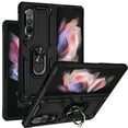 thumbnail image 1 of Dteck for Samsung Galaxy Z Fold 3 Case with Built in Metal Plate on Back Stand Ring [Kickstand Feature] Magnet Leather Phone Cover for Men 2021 (Black), 1 of 8