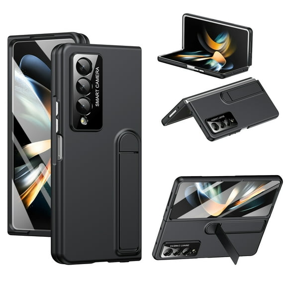 Dteck for Samsung Galaxy Z Fold 3 Case with Screen Protector, Hidden Kickstand & Camera Protection, Heavy Duty Shockproof Slim Hard Protective Phone Case for Z Fold 3 5G,Black