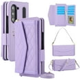 thumbnail image 1 of Dteck for Samsung Galaxy Z Fold 3 Wallet Case with S Pen Holder for Women, Crossbody Wallet Z Fold 3 Phone Case with 12-Card Slots, PU Leather Flip Case with Strap Wristlet & Shoulder Strap,Purple, 1 of 8