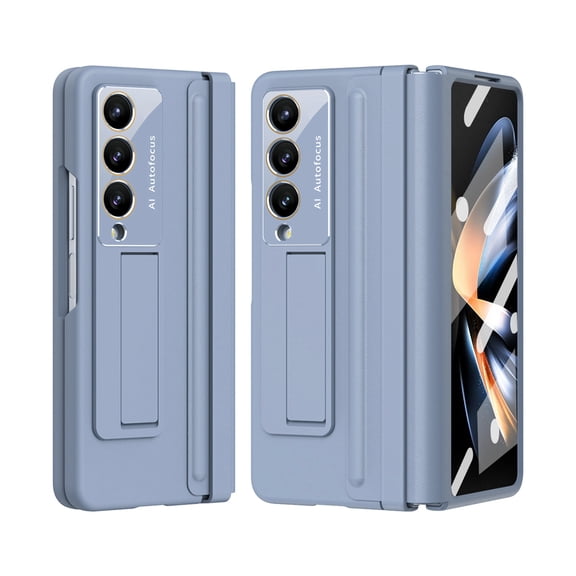 Dteck for Samsung Galaxy Z Fold 4 Case with Built-in Screen Protector, Hinge Protection Full Body Shockproof PU Leather Protective Z Fold 4 Cover with Kickstand,Blue