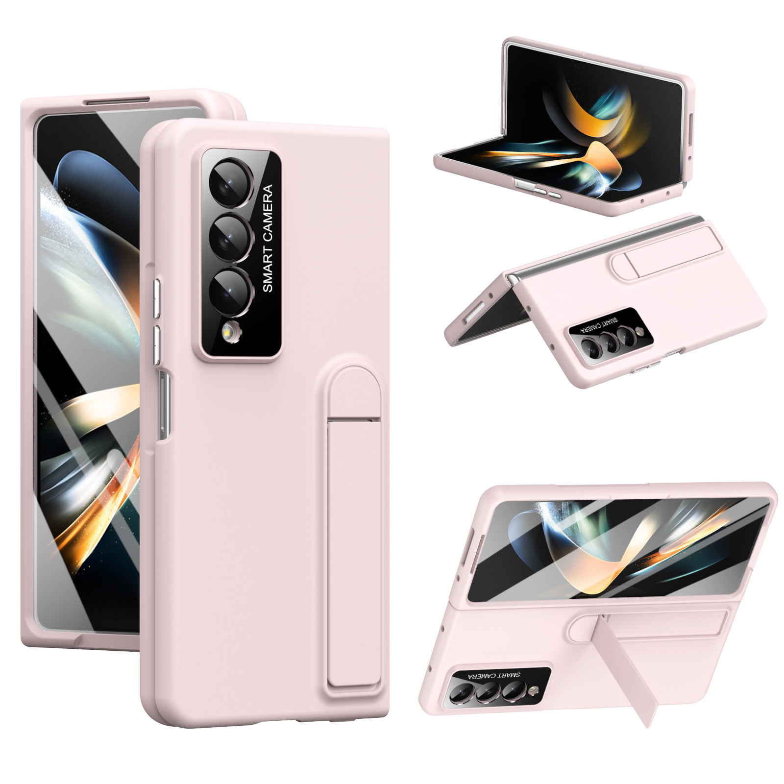 thumbnail image 1 of Dteck for Samsung Galaxy Z Fold 4 Case with Screen Protector, Hidden Kickstand & Camera Protection, Heavy Duty Shockproof Slim Hard Protective Phone Case for Z Fold 4 5G,Pink, 1 of 9