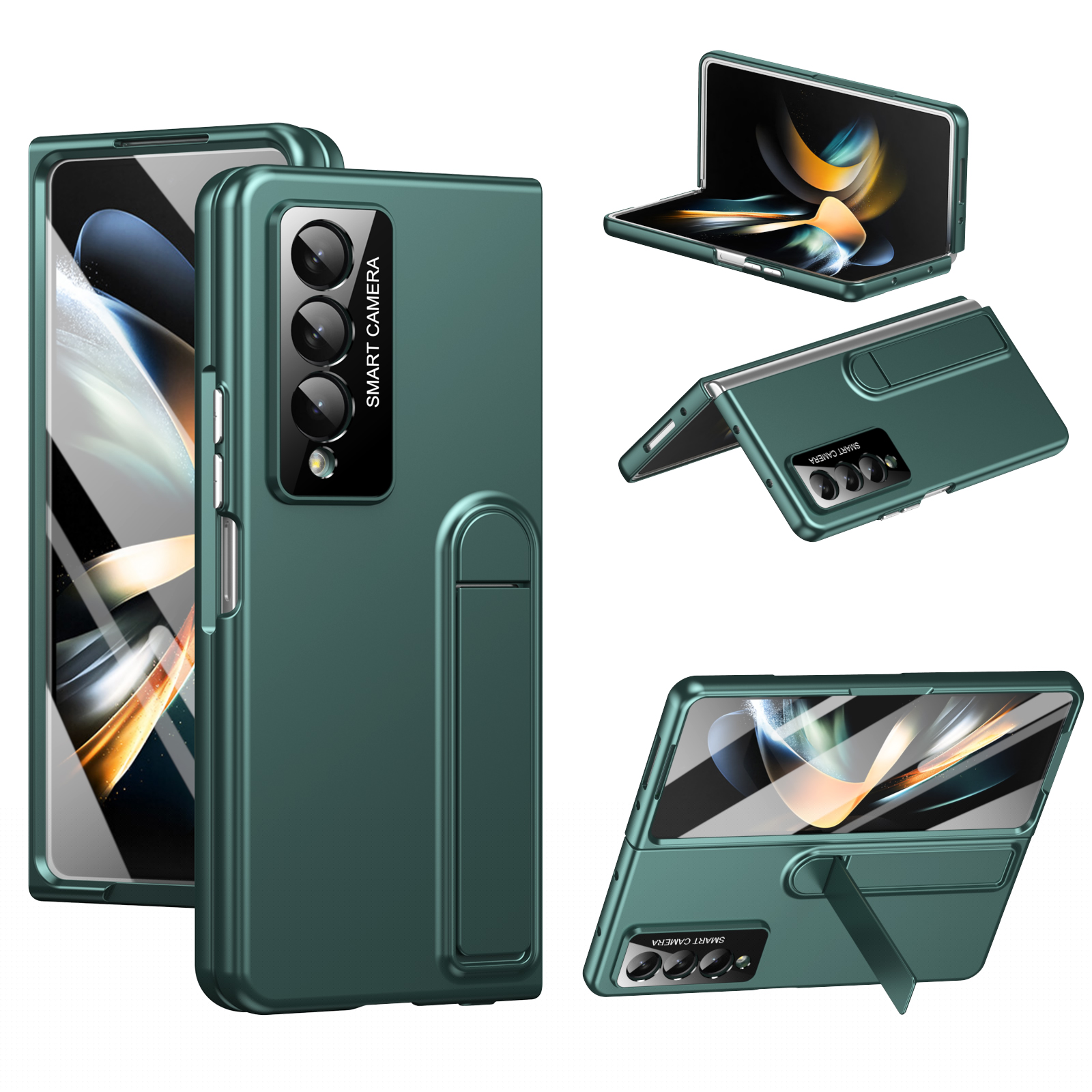 thumbnail image 1 of Dteck for Samsung Galaxy Z Fold 4 Case with Screen Protector, Hidden Kickstand & Camera Protection, Heavy Duty Shockproof Slim Hard Protective Phone Case for Z Fold 4 5G,Green, 1 of 9