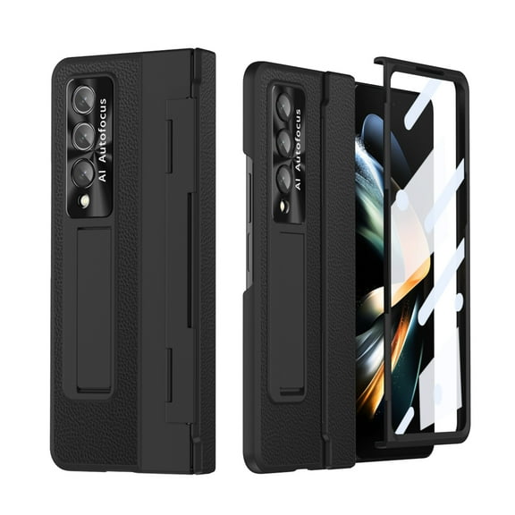 Dteck for Samsung Galaxy Z Fold 4 Case with Screen Protector, Hinge Protection Case Full Body with Built in Screen Protector PC Protective Phone Case with Kickstand for Samsung Galaxy Z Fold4 5G,Black