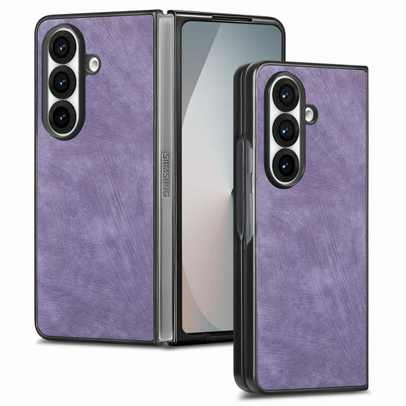 Dteck for Samsung Galaxy Z Fold 5 5G Case, Retro PU Leather Ultra Thin Slim Durable Shockproof Protective Phone Cover for Samsung Galaxy Z Fold5, Purple