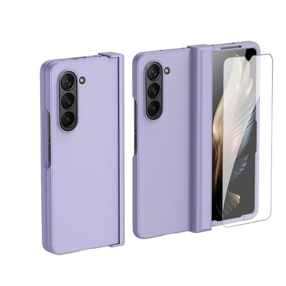 Dteck for Samsung Galaxy Z Fold 5 Case with Front Screen Protector & Hinge Protection, Full Body Shockproof Rugged Case for Samsung Galaxy Z Fold5 5G,Purple