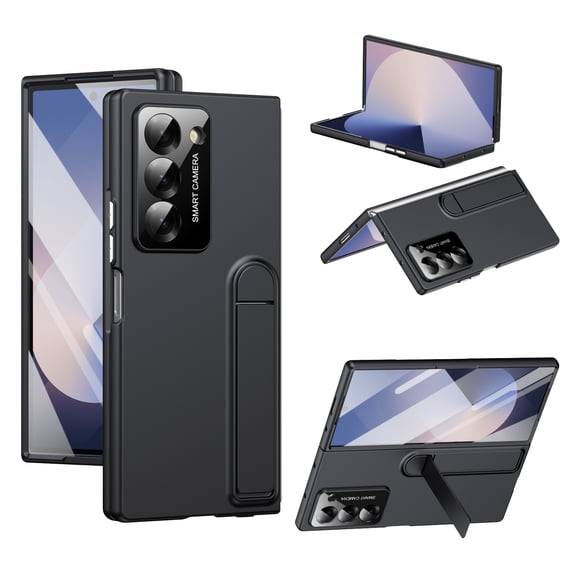 Dteck for Samsung Galaxy Z Fold 5 Case with Screen Protector, Hidden Kickstand & Camera Protection, Heavy Duty Shockproof Slim Hard Protective Phone Case for Z Fold 5 5G,Black