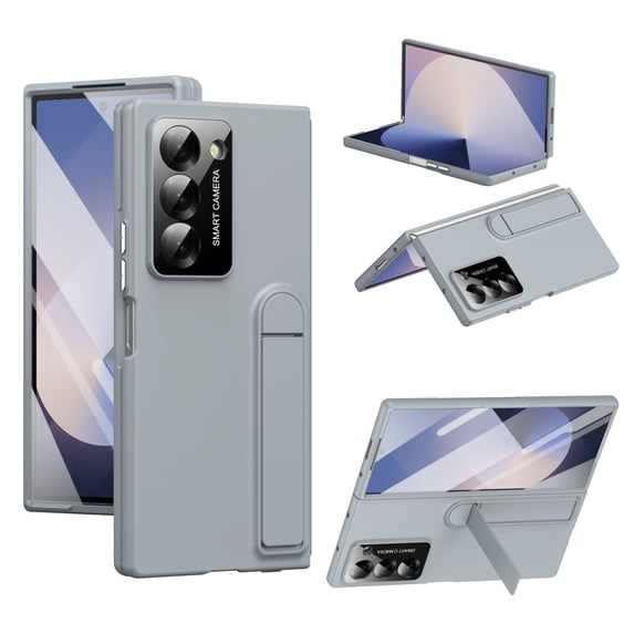 Dteck for Samsung Galaxy Z Fold 5 Case with Screen Protector, Hidden Kickstand & Camera Protection, Heavy Duty Shockproof Slim Hard Protective Phone Case for Z Fold 5 5G,Gray