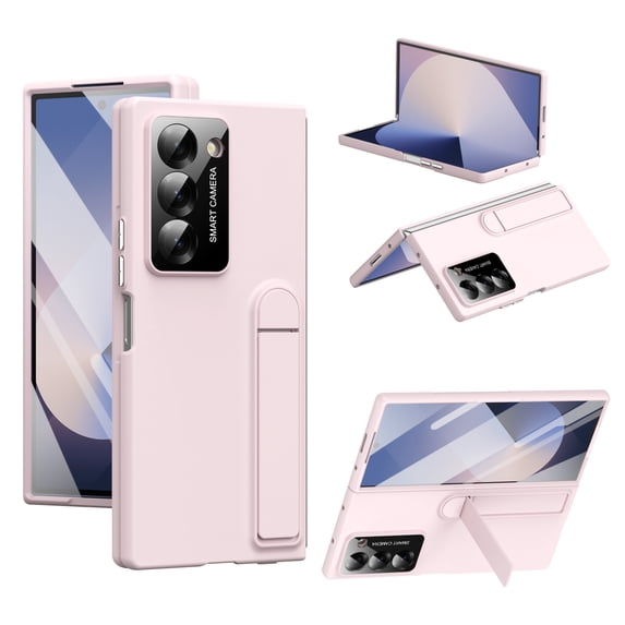 Dteck for Samsung Galaxy Z Fold 5 Case with Screen Protector, Hidden Kickstand & Camera Protection, Heavy Duty Shockproof Slim Hard Protective Phone Case for Z Fold 5 5G,Pink