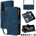 thumbnail image 1 of Dteck for Samsung Galaxy Z Fold 5 Wallet Case, Crossbody Phone Purse with Card Holder for Women Men, Soft PU Leather Zipper Carry Cover with Shoulder Strap for Samsung Galaxy Z Fold5 5G,Blue, 1 of 6
