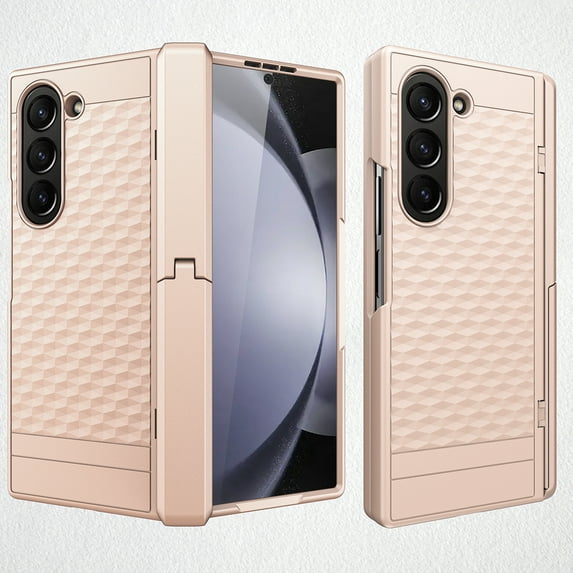 Dteck for Samsung Galaxy Z Fold 6 Case with Built-in Screen Protector, Hinge Protection & Kickstand, Full Body Protective Phone Case for Galaxy Z Fold 6,Gold